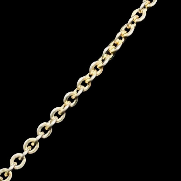 Emmons Gold Tone Cable Chain Necklace With Brown Cabochon Pendant (4598) - Picture 6 of 7